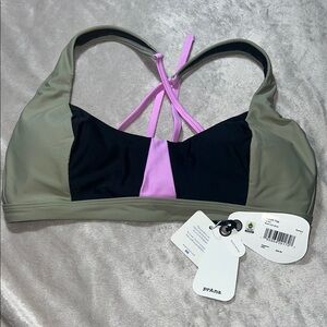Prana Black,Orchid and Taupe Tulum Swim Top